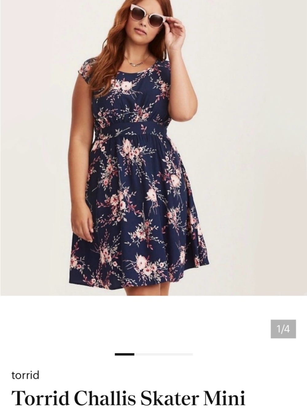 torrid Navy Floral Fit-and-Flare Mini Dress